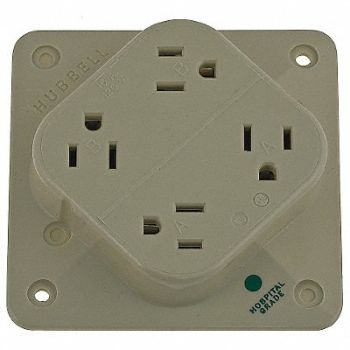 HUBBELL Receptacle Ivory 15 A 2P3W Back 1PK, 6C561