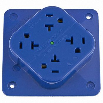 HUBBELL Receptacle Blue 20 A 2P3W Back 1PK, 6C570