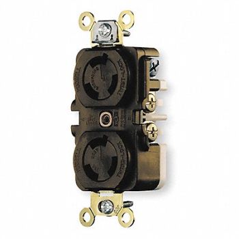 HUBBELL DplxLckRecpt 15A Blk Thrmpl L6-15R 1Gng, 6C575