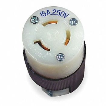 HUBBELL LckCon Strt 15 A Black White Nyl L6-15R, 6C579