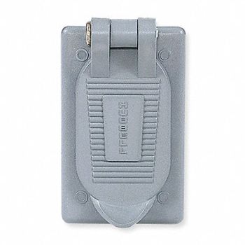 HUBBELL WIRING DEVICE-KELLEMS Weatherproof Cover Thermoplastic Gray, 6C595