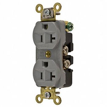 HUBBELL Receptacle Gray 20 A 2P3W Back Side 1PK, 6C604