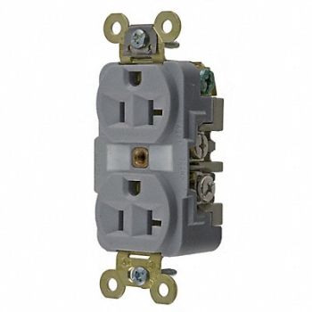 HUBBELL Receptacle Gray 20 A 2P3W Back Side 1PK, 6C606