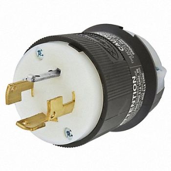 HUBBELL LckPlg Strt 20 A Blk White Nylon 4Blds, 6C613