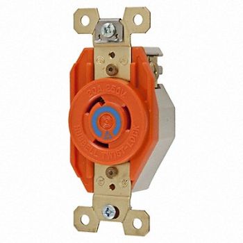 HUBBELL Lck Recept 20 A Orange Nylon L6-20R 1Gng, 6C649