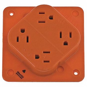 HUBBELL Receptacle Orange 15 A 2P3W Back 1PK, 6C652