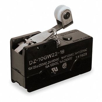 OMRON Swch 10A DPDT Shrt Hinge Rolr Lvr Low OT, 6C918