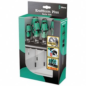WERA Security Screwdriver Set Torx(R) 6 Pc, 6CLY5