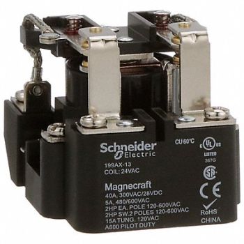 SCHNEIDER Open Power Relay 8 Pin 24VAC DPDT, 6CUT3