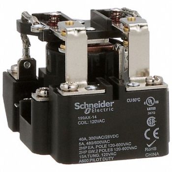 SCHNEIDER Open Power Relay 8 Pin 120VAC DPDT, 6CUT4