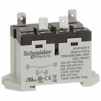 SCHNEIDER H8131 Enclosed Power Relay 4Pin 120VAC SPST-NO, 6CVF9