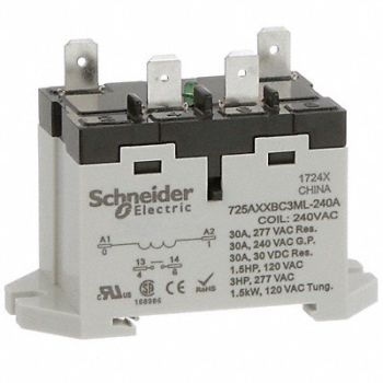 SCHNEIDER H8131 Enclosed Power Relay 4Pin 240VAC SPST-NO, 6CVG1