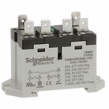SCHNEIDER H8118 Enclosed Power Relay 6 Pin 12VDC DPST-NO, 6CVH0