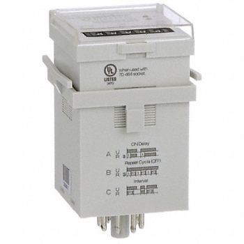 SCHNEIDER Time Delay Rlay 12 to 240VAC/DC 12A DPDT, 6CXD1