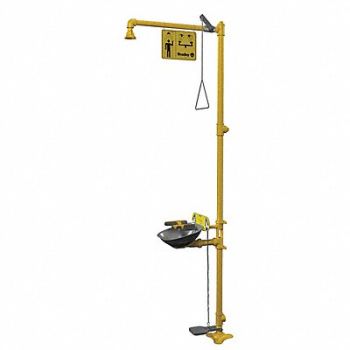 BRADLEY Drench Shower With Eyewash Yellow, 6DGW6