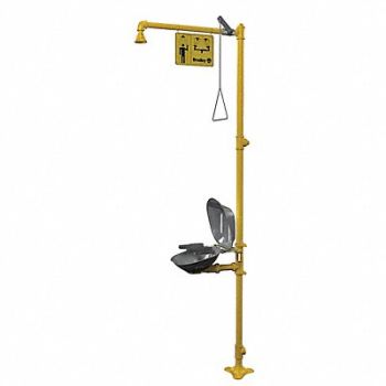 BRADLEY Drench Shower With Eyewash Yellow, 6DGW9