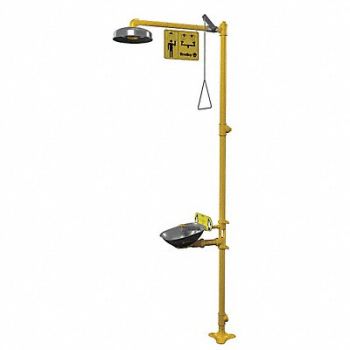 BRADLEY Drench Shower With Eyewash Yellow, 6DGX0