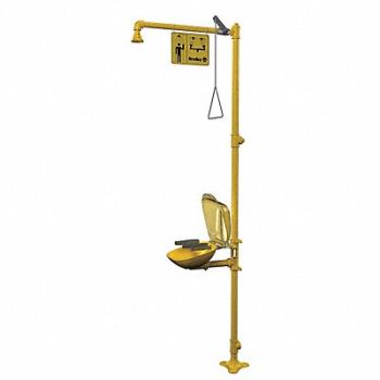 BRADLEY Drench Shower with Face/Eyewash Yellow, 6DGX2