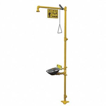 BRADLEY Drench Shower With Eyewash Yellow, 6DGX4