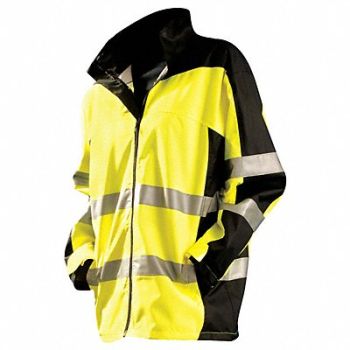 OCCUNOMIX Rain Jacket Class 3 Type R Blk/Ylw L, 6DJZ8