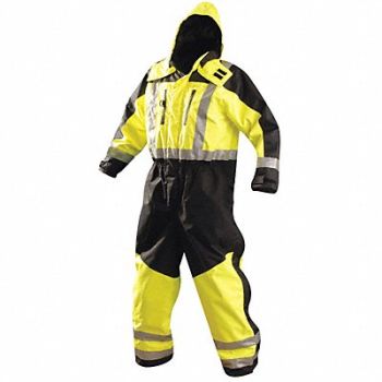 OCCUNOMIX Rain Coverall Class 3 Type R Blk/Ylw XL, 6DKC4