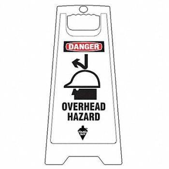 TOUGH GUY Floor Sign White Polypropylene 24 in H, 6DMG0