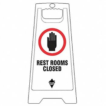TOUGH GUY Restroom Sign White Plastic 24 in H, 6DMG9