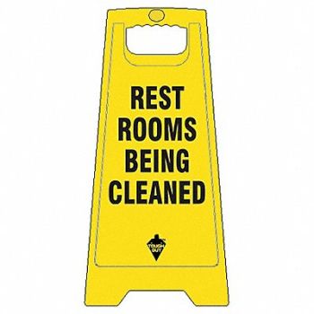 TOUGH GUY Restroom Sign Yellow Plastic 24 in H, 6DMH1