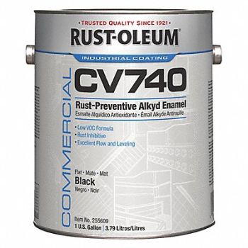 RUST-OLEUM H7178 1 GAL 100 VOC DTM Alkyd Flat Black, 6DNW4