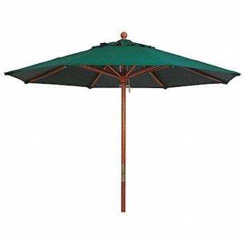 GROSFILLEX 9ft Wooden Market Umbrella forest green, 6DVL9