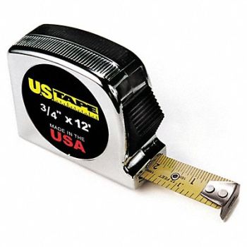 US TAPE Tape Measure 3/4 In x 12 ft Chrome, 6DYR3