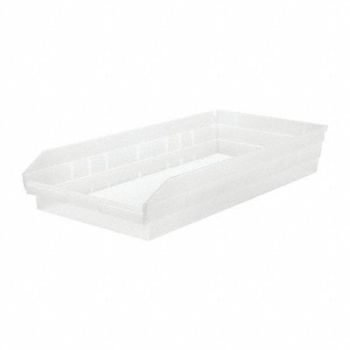QUANTUM STORAGE SYSTEMS Shelf Bin Clear Polypropylene 4 in, 6ECF6