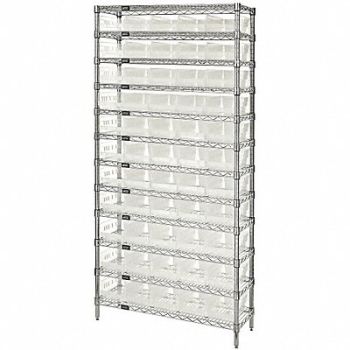 QUANTUM STORAGE SYSTEMS G7061 Bin Shlvng 12inx74inx36in Clear, 6ECF8