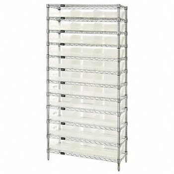 QUANTUM STORAGE SYSTEMS Bin Shlvng 18inx74inx36in Clear, 6ECG4