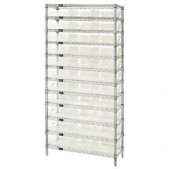 QUANTUM STORAGE SYSTEMS Bin Shlvng 24inx74inx36in Clear, 6ECG8