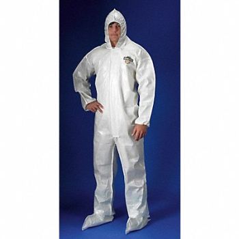 LAKELAND Hooded Coverall w/Boots White 2XL, 6EHN3