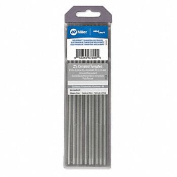 MILLER ELECTRIC WELDCRAFT Gray Tungsten Electrode PK10, 6ETP8