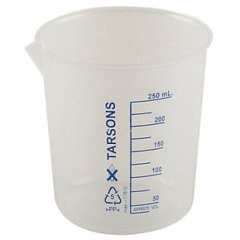 LAB SAFETY SUPPLY Beaker 250mL Polypropylene PK6, 6FAE5