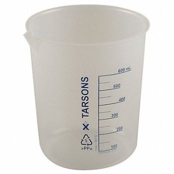 LAB SAFETY SUPPLY Beaker 600mL Polypropylene PK4, 6FAE6