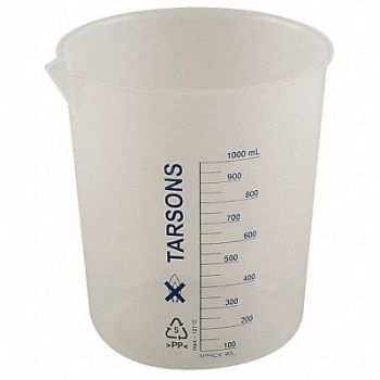 LAB SAFETY SUPPLY Beaker 1000mL Polypropylene PK3, 6FAE7