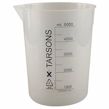 LAB SAFETY SUPPLY Beaker 5000mL Polypropylene, 6FAE9