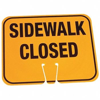 GRAINGER APPROVED Traffic Cone Sign Orange Sidewalk Closed, 6FGL4