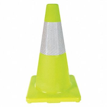 GRAINGER APPROVED Traffic Cone 18 In.Fluorescent Lime, 6FHA6