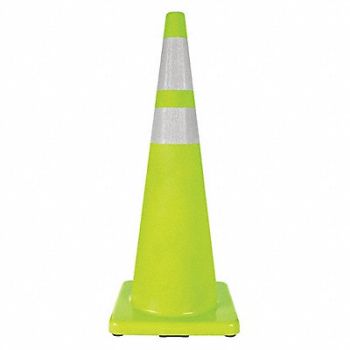 GRAINGER APPROVED Traffic Cone 36 In.Fluorescent Lime, 6FHA8