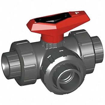 GF PIPING SYSTEMS Ball Valve 3-Way Union Socket 1/2 in, 6FXH2