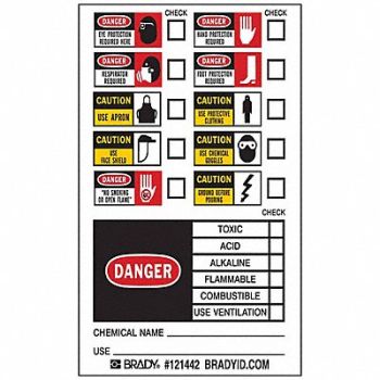BRADY RTK Pictogram Label 5 in H 3 in W PK50, 6G969