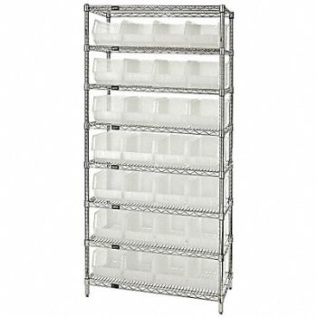 QUANTUM STORAGE SYSTEMS Bin Shlvng 24inx74inx36in Clear, 6GAP6