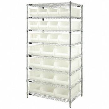 QUANTUM STORAGE SYSTEMS Bin Shlvng 24inx74inx36in Clear, 6GAP8