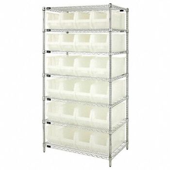 QUANTUM STORAGE SYSTEMS Bin Shlvng 24inx74inx36in Clear, 6GAP9
