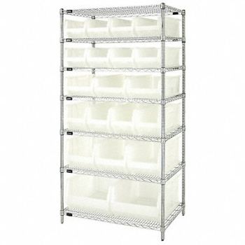 QUANTUM STORAGE SYSTEMS D5604 Bin Shlvng 24inx74inx36in Clear, 6GAR0